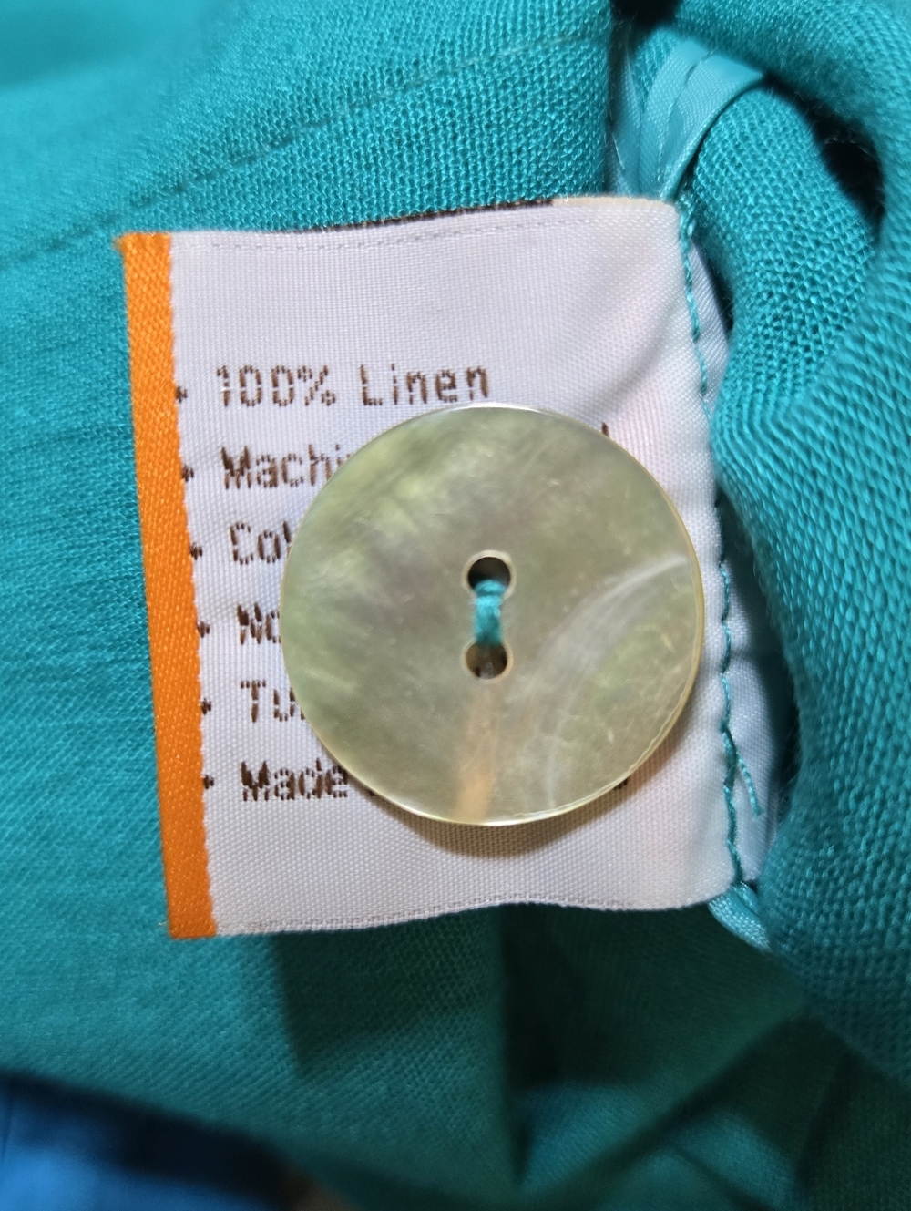 FRIDAZ Women’s Size M 100% Linen Teal Button-Front Casual Jacket Top - Picture 6 of 9